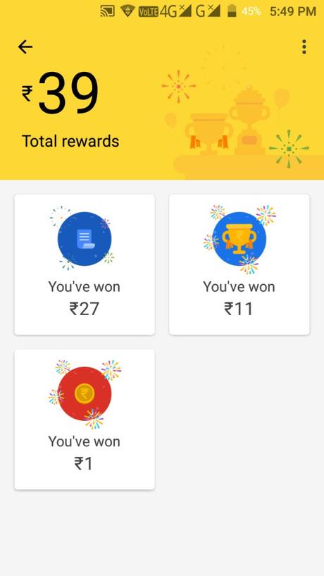 Nirmal Kumar received Google Pay Rewards