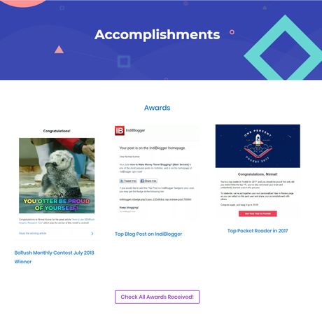 Accomplishments page of OnlineRockersHub