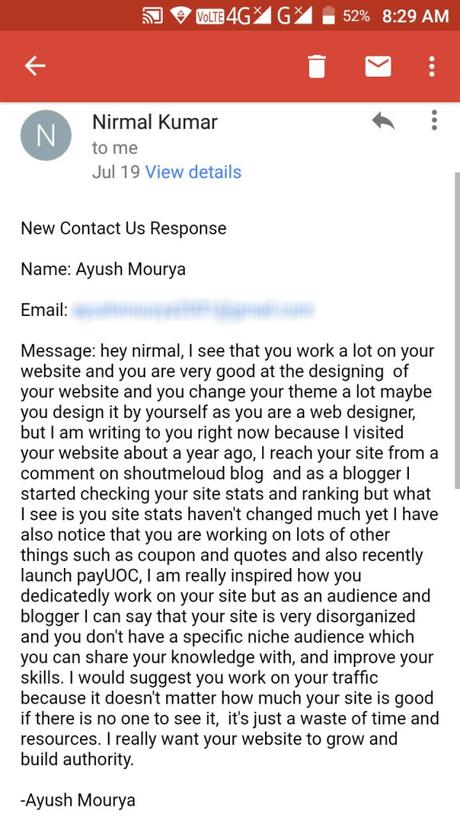 Feedback from Ayush Mourya