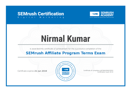 SEMrush-Academy-Certificate-SEMRush Afiliate Programs Terms Exam