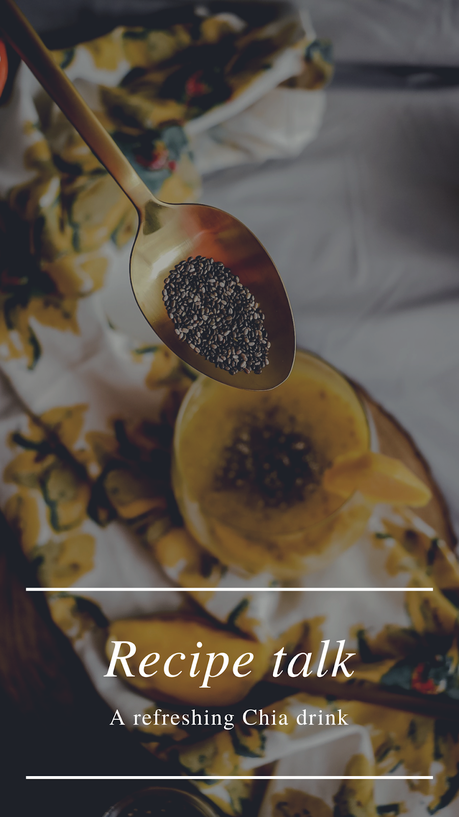 chia drink, mango coconut chia drink, summer drink, mango, vegan, gluten free drink, food, myriad musings. 