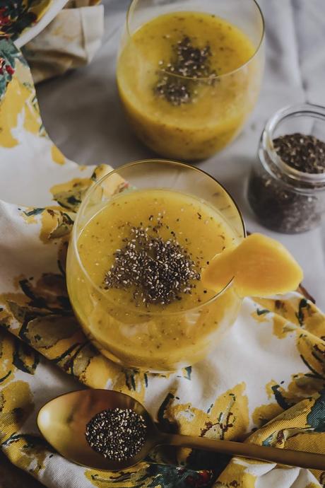 chia drink, mango coconut chia drink, summer drink, mango, vegan, gluten free drink, food, myriad musings. 