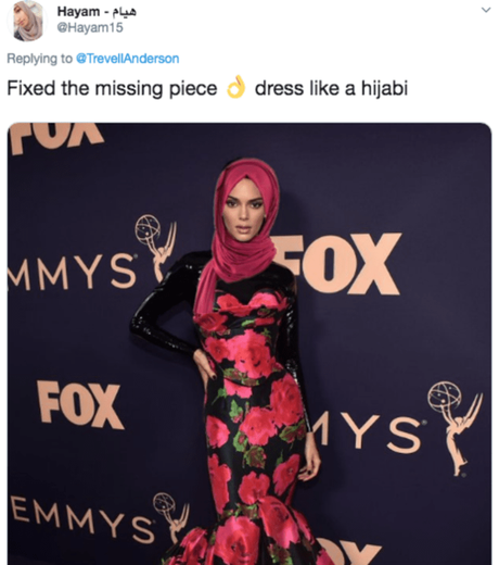 Kendall Jenner ‘walks down hijabi lane’ at Emmys in bodysuit dress