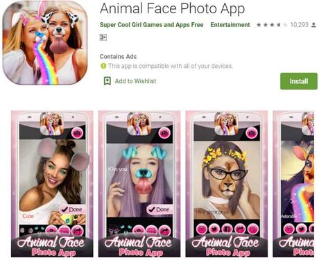 animal face photo app
