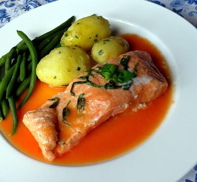 Steamed Sea Trout with a Ginger & Tomato Sauce