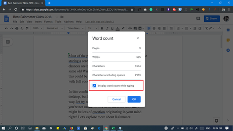 How to Check Word Count on Google Docs – 2019 (Updated Word Counter) Display word count while typing in Google Docs