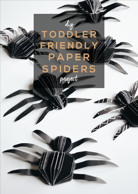Toddler Friendly 3D Paper Spiders for Halloween