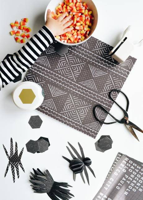 Toddler Friendly 3D Paper Spiders for Halloween