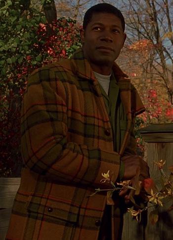 Dennis Haysbert’s Yellow Plaid Coat in Far From Heaven Dennis Haysbert’s Yellow Plaid Coat in Far From Heaven