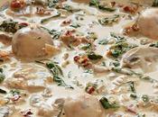 Creamy Tuscan Mushroom Sauce with Sun-Dried Tomatoes Spinach