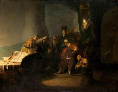 Rembrandt van Rijn, ‘Judas Returning the Thirty Pieces of Silver’, around 1629, oil on panel