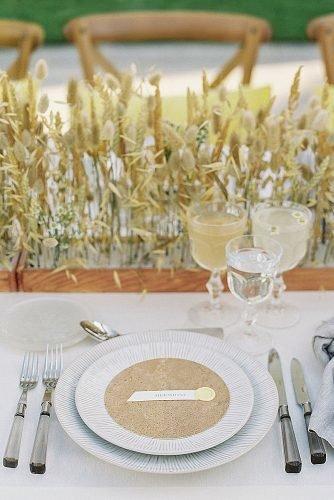 outdoor wedding ideas natural table setting with wheat