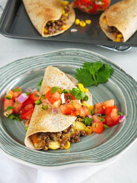 Vegetarian Quesadilla with Cumin and Lentils