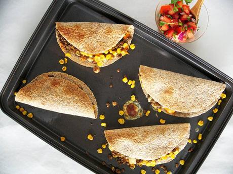 Vegetarian Quesadilla with Cumin and Lentils