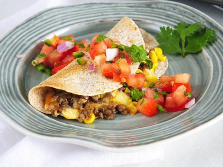 Vegetarian Quesadilla with Cumin and Lentils