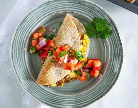 Vegetarian Quesadilla with Cumin and Lentils