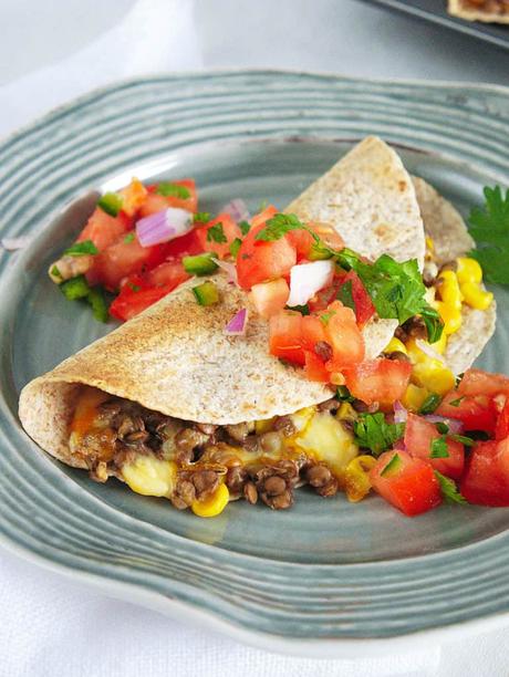 Vegetarian Quesadilla with Cumin and Lentils