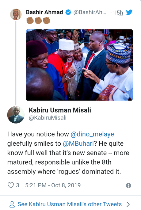 ‘Humble’ Dino Melaye Greeting President Buhari At 2020 Budget Presentation (Photo)