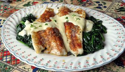 Baked Sea Bass with a Lemon Parmesan Cream