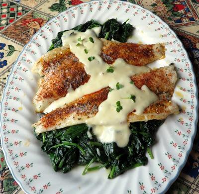 Baked Sea Bass with a Lemon Parmesan Cream