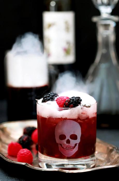 Sparkling Blackberry Smash Cocktail for Halloween