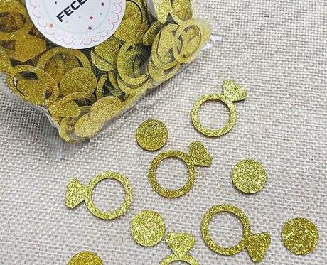 engagement party decorations gold ring and circle confetti
