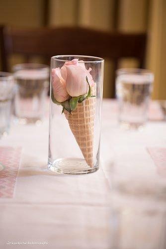 wedding ideas for summer ice cream cone with rose