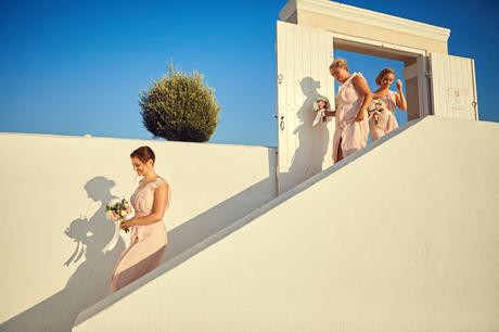 Gold pastel romantic santorini wedding