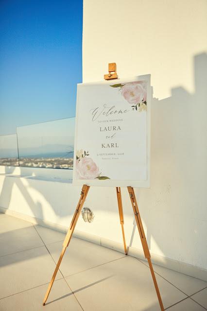 Gold pastel romantic santorini wedding