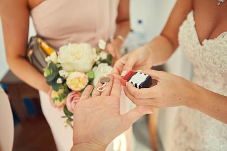 Gold pastel romantic santorini wedding