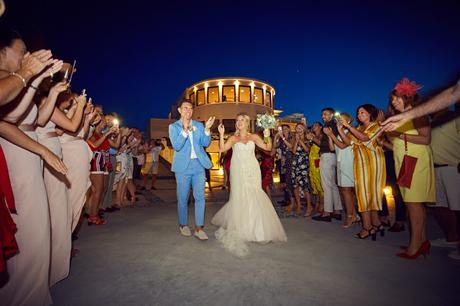 Gold pastel romantic santorini wedding