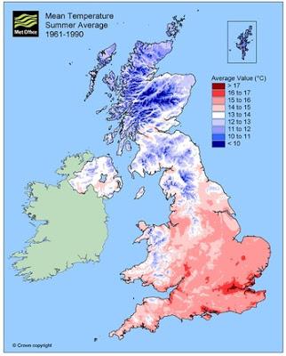 Great Britain's temperature gradient