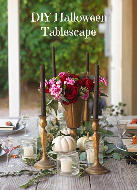 a Halloween tablescape with a mystery book theme a Halloween tablescape with a mystery book theme