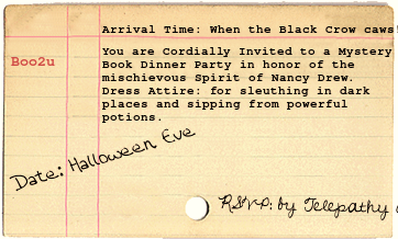 a Halloween tablescape with a mystery book theme a Halloween tablescape with a mystery book theme