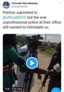 Deji Adeyanju, Police Clash After Submitting Tinubu’s Bullion Van Petition To EFCC