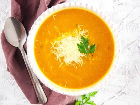 Butternut Squash Bisque with Thyme and Parmesan