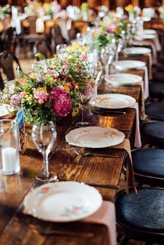 fall wedding party rustic wedding tablescapes mismatched china
