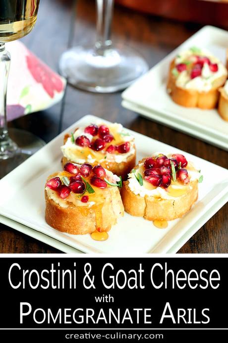 Crostini with Goat Cheese and Pomegranate