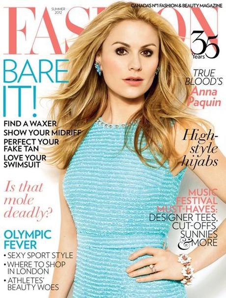 Anna Paquin on the cover of the Summer issue of Fashion Magazine
