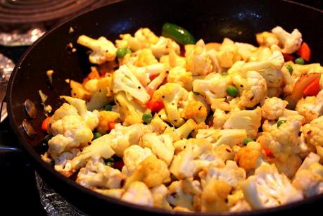 Indian Cauliflower “Sabji” with Peas and Carrots