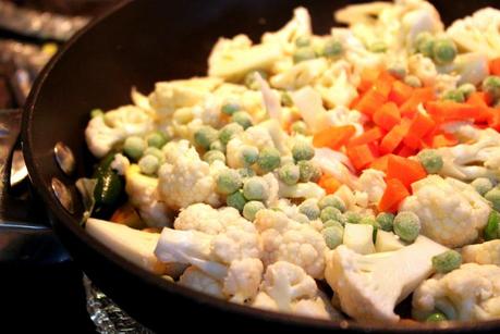 Indian Cauliflower “Sabji” with Peas and Carrots