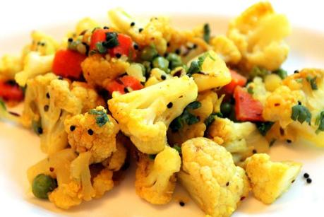 Indian Cauliflower “Sabji” with Peas and Carrots