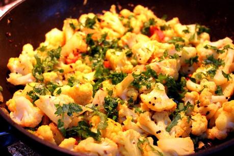 Indian Cauliflower “Sabji” with Peas and Carrots