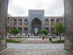 The inner court of Ulugbek Medressa part of the Registan