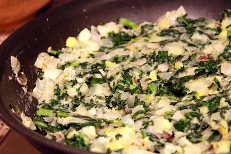 Mashed Potato Cakes with Onions and Kale