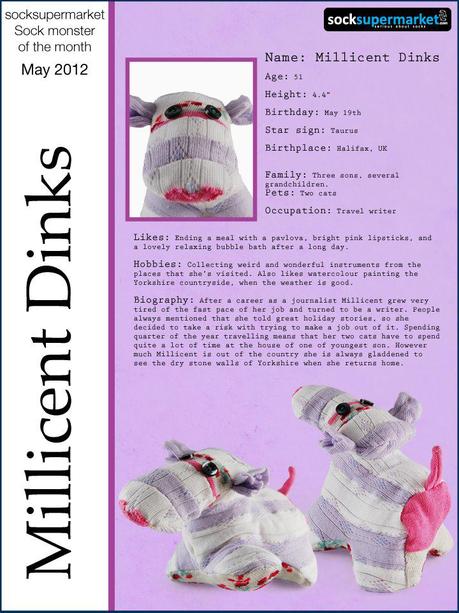 Sock monster of the month for May – Millicent Dinks
