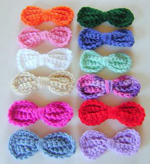 Handmade Set of 12 Crochet Bows