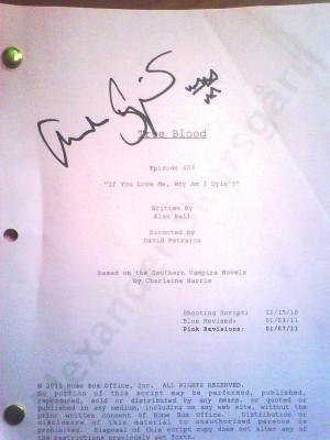 Alexander Skarsgård’s True Blood S4-E3 autographed script up for Auction