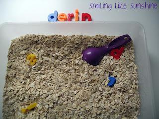 Name Recognition Game Using in a Sensory Tray