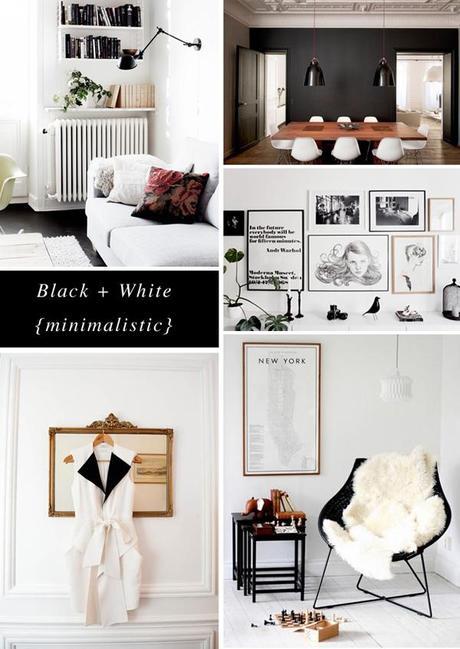 black white minimalistic moodboard